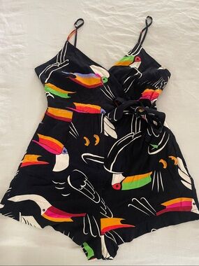 Bluesteel romper toucan print M viscose beach summer trip cruise